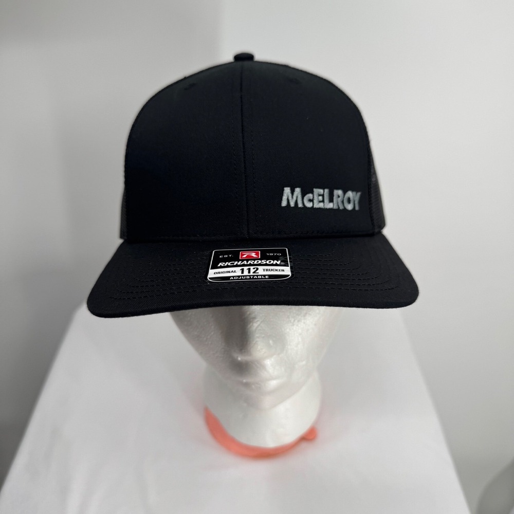 Richardson Mens Trucker Hat OSFM Black McElroy Embroidered Style 112 Snapback